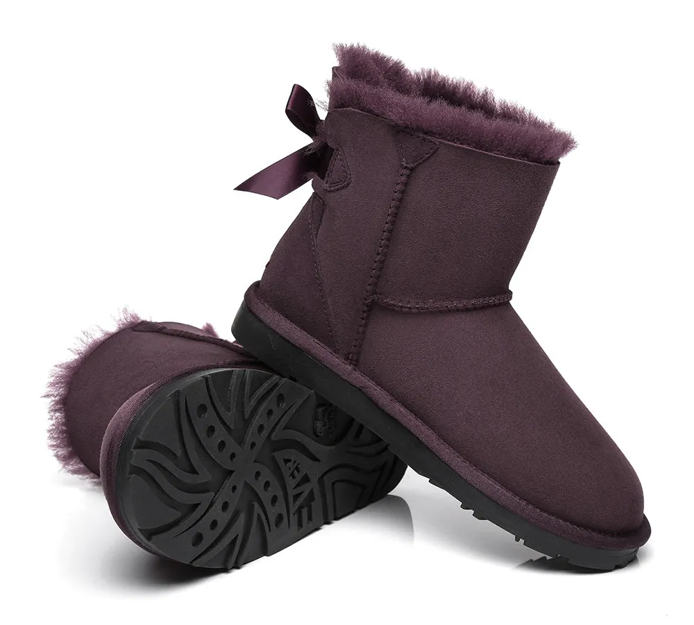 UGG Boots Women Sheepskin Wool Mini Back Single Bow Classic Boots