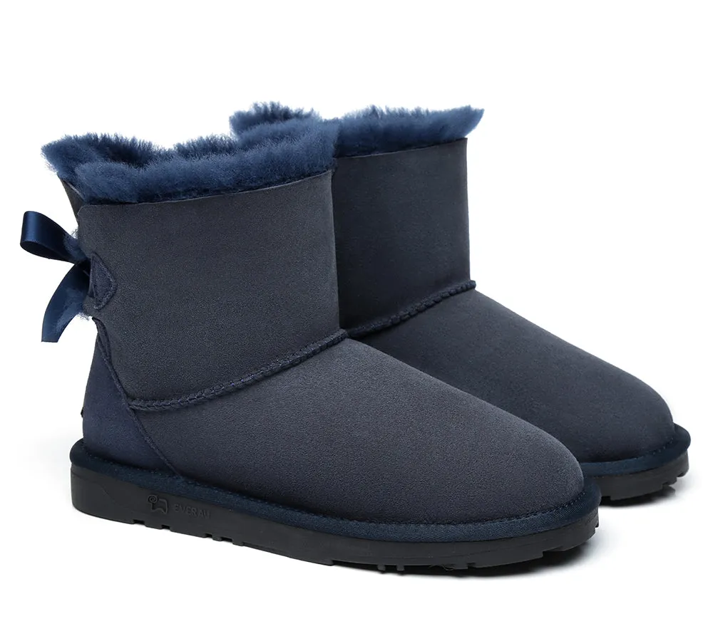 UGG Boots Women Sheepskin Wool Mini Back Single Bow Classic Boots