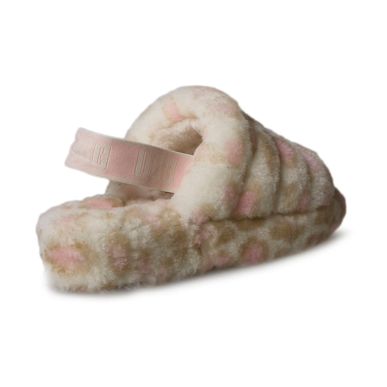 UGG Fluff Yeah Slide Panther Print White Sandals - Women's