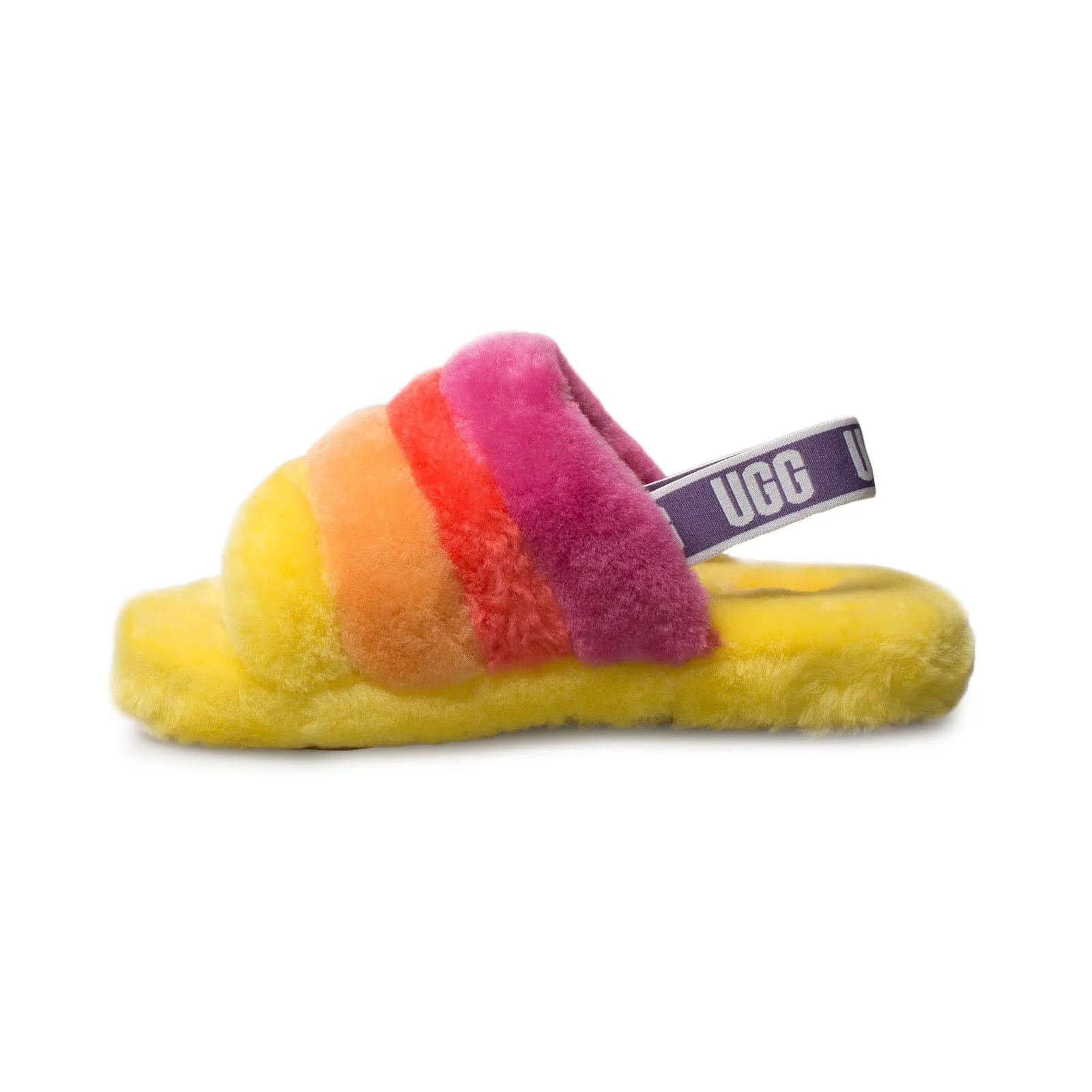 UGG Fluff Yeah Slide Yellow Rainbow Sandals - Youth