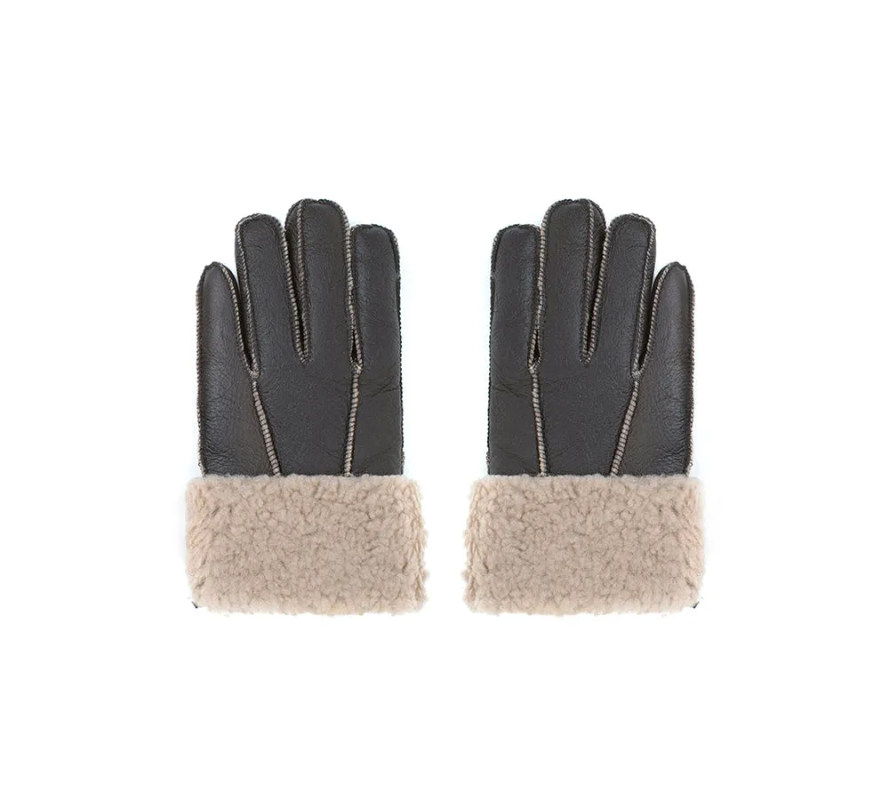 UGG Gloves Leather Fluffy Sheepskin Wool Stitching Gloves