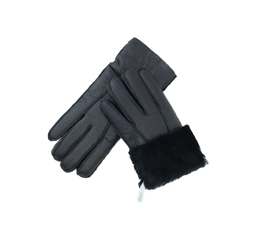 UGG Gloves Leather Fluffy Sheepskin Wool Stitching Gloves