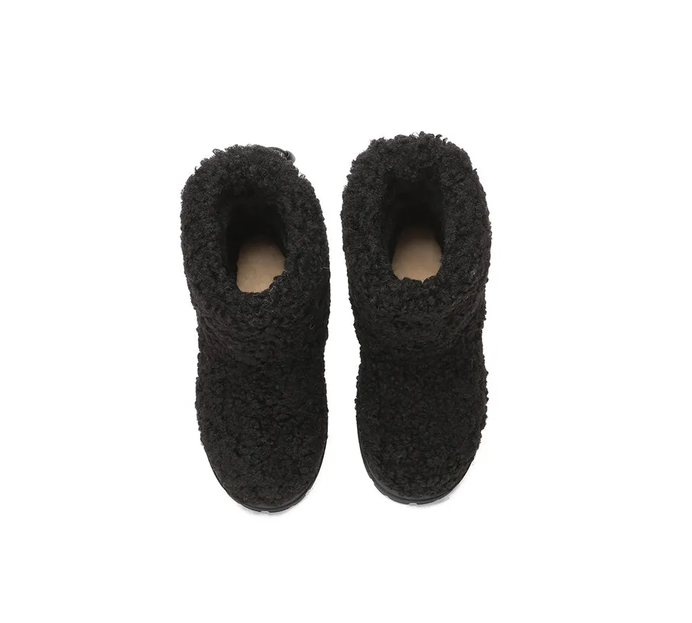 UGG Kids Sheepskin Wool Plush Drawstring Boots Peggy