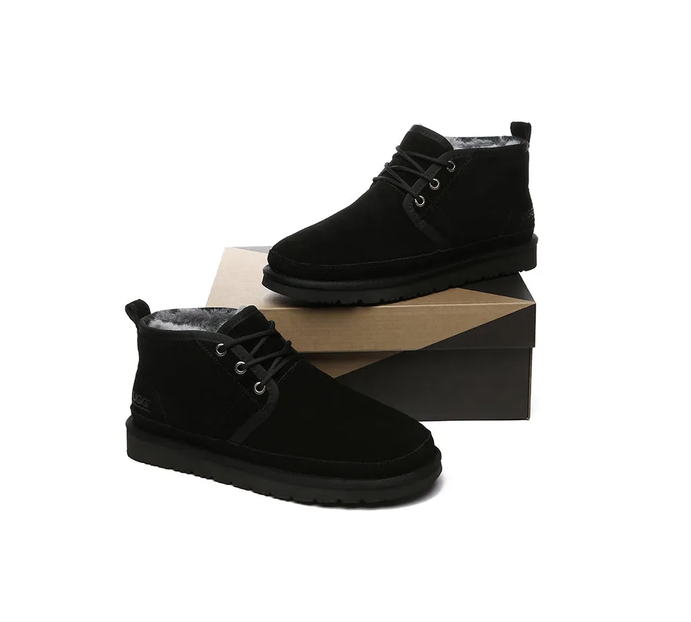 UGG Men Sheepskin Wool Lace Up Ankle Casual Boots Leonard