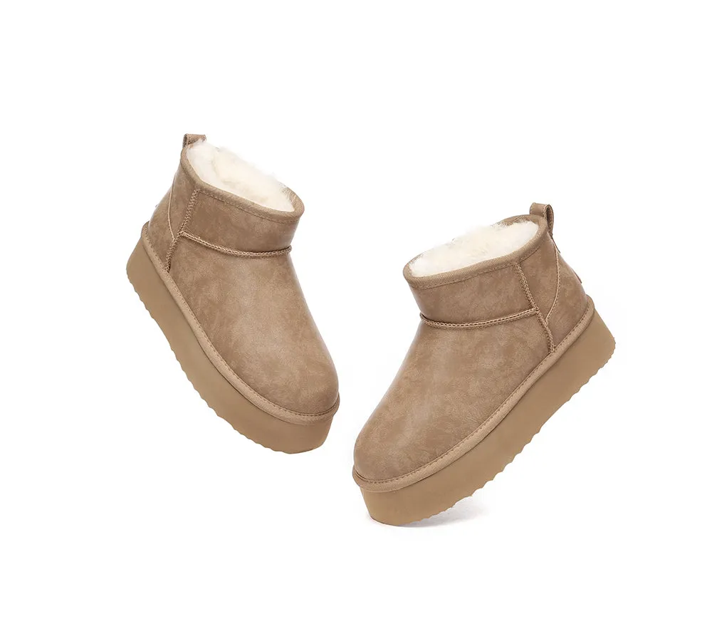 UGG Mini Platform Boots Women Sheepskin Wool Ankle Anti-slip Boots Romi