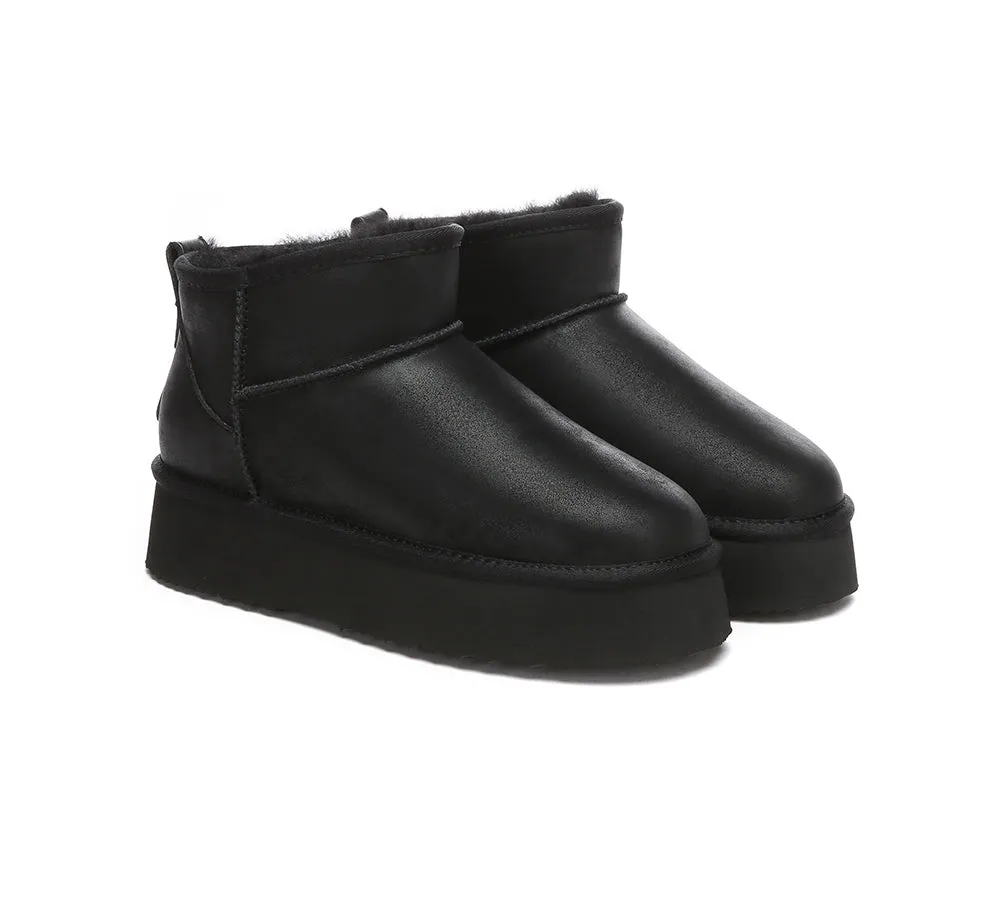 UGG Mini Platform Boots Women Sheepskin Wool Ankle Anti-slip Boots Romi