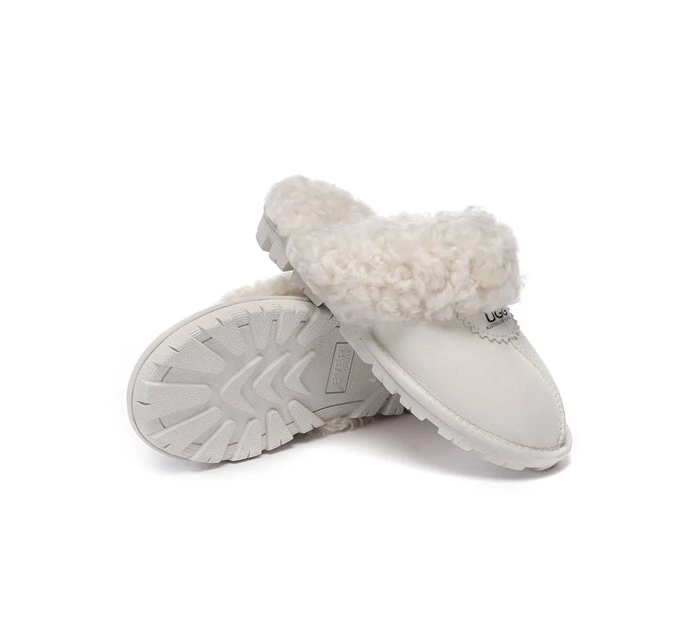 UGG Slippers Double Faced Sheepskin Wool Waffle Curly