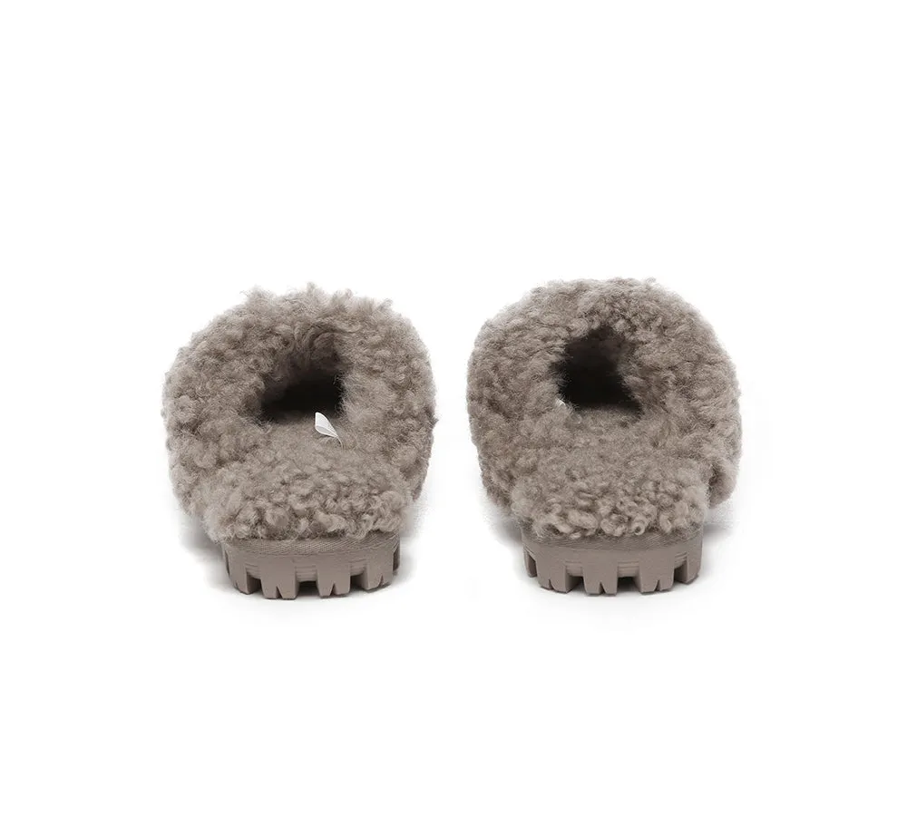 UGG Slippers Double Faced Sheepskin Wool Waffle Curly