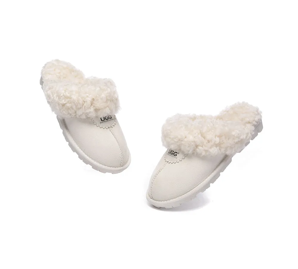 UGG Slippers Double Faced Sheepskin Wool Waffle Curly