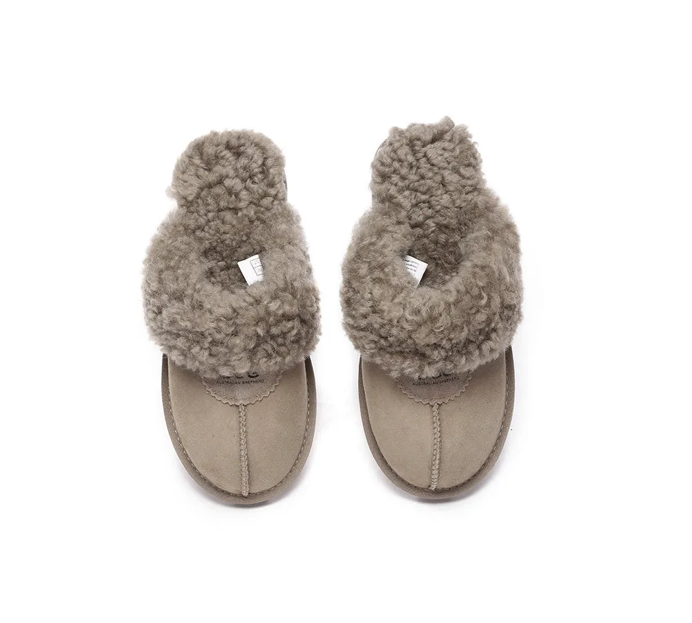 UGG Slippers Double Faced Sheepskin Wool Waffle Curly