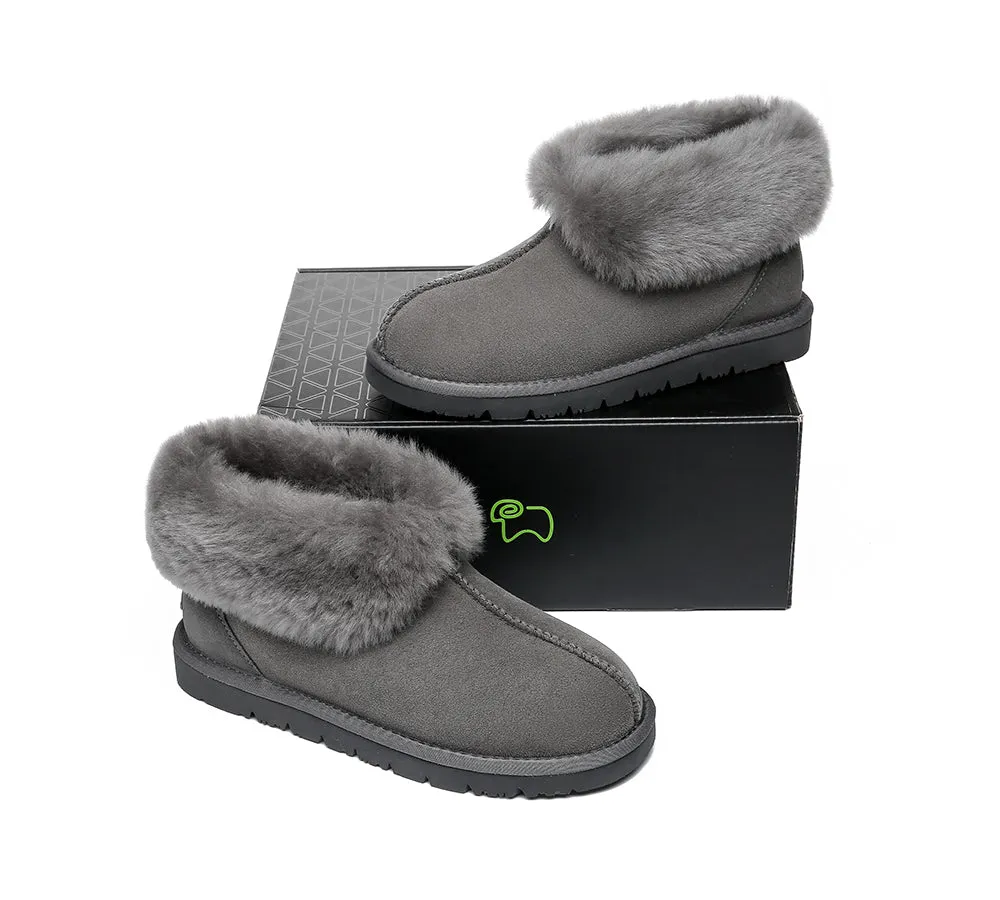 UGG Slippers Sheepskin Wool Collar Ankle Booties Mallow