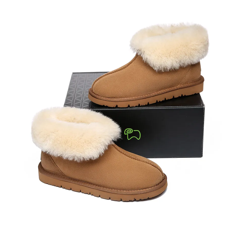 UGG Slippers Sheepskin Wool Collar Ankle Booties Mallow