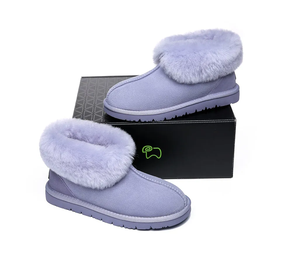 UGG Slippers Sheepskin Wool Collar Ankle Booties Mallow