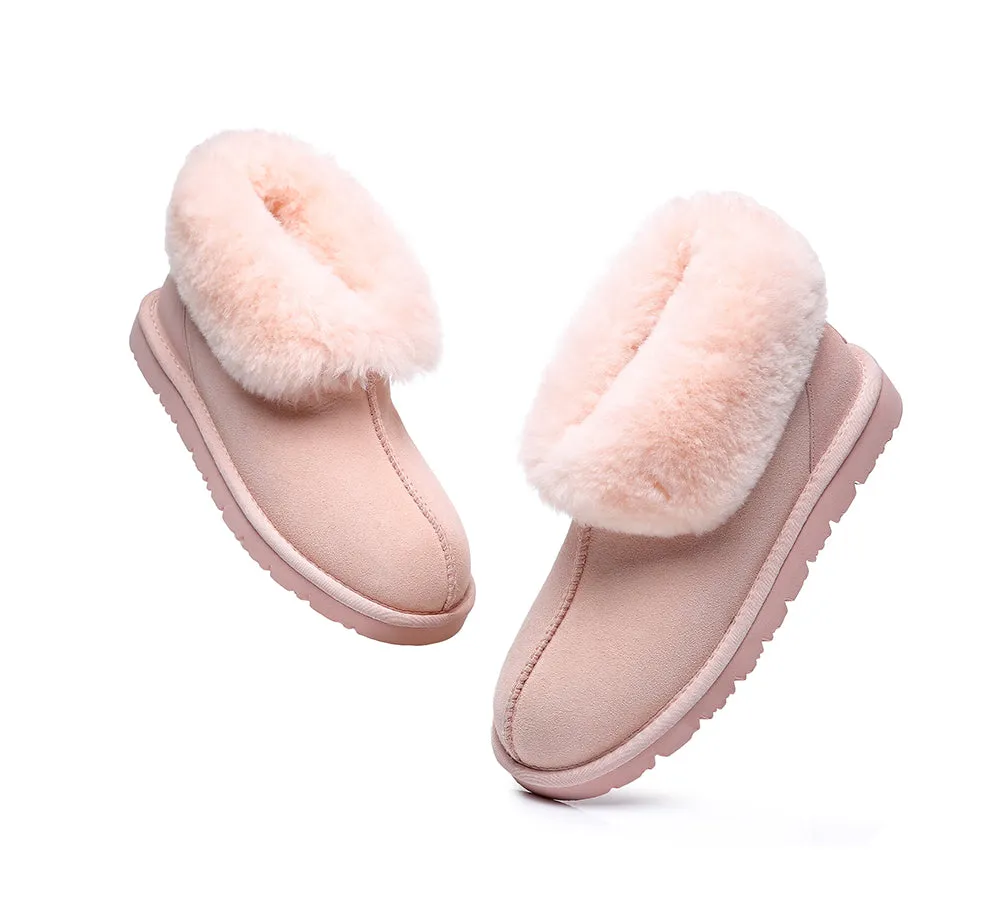 UGG Slippers Sheepskin Wool Collar Ankle Booties Mallow