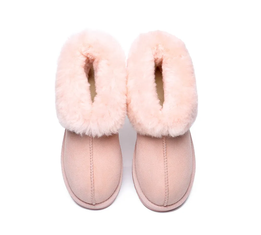 UGG Slippers Sheepskin Wool Collar Ankle Booties Mallow