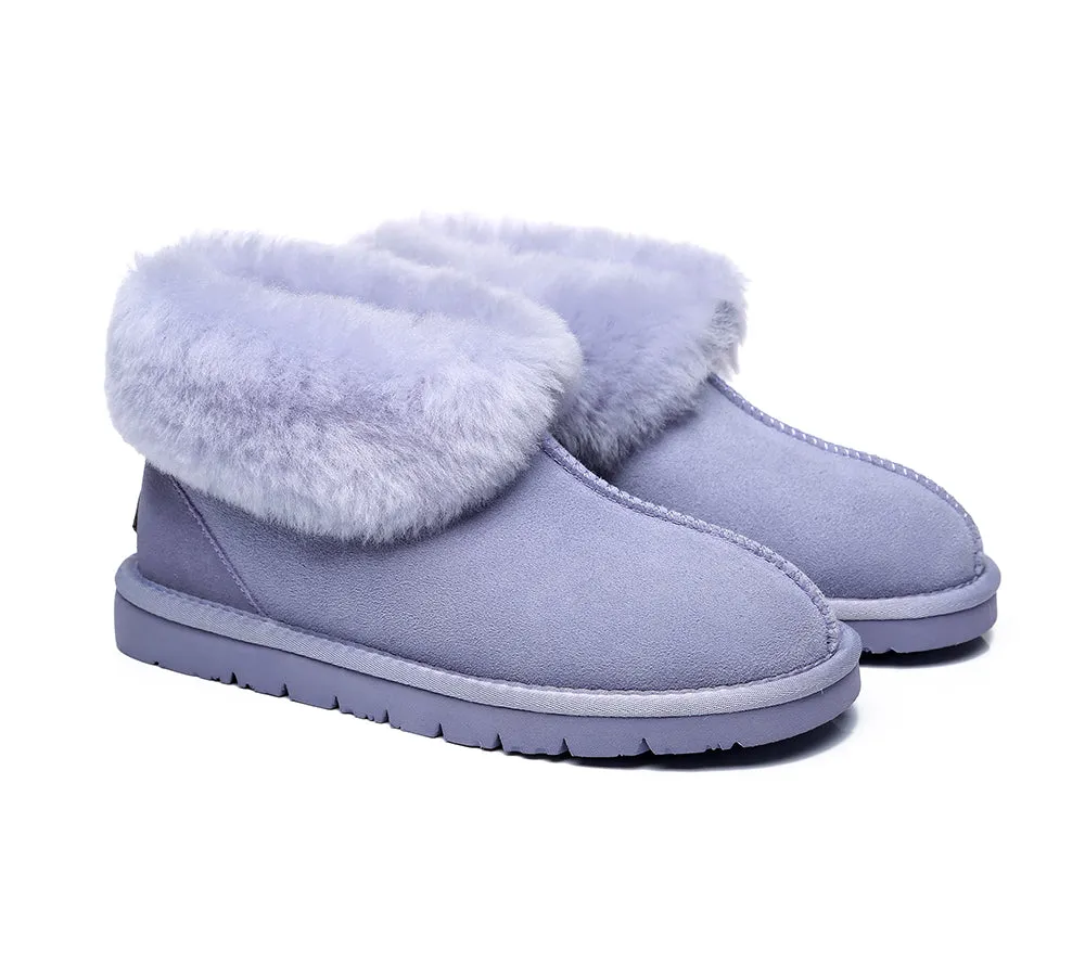 UGG Slippers Sheepskin Wool Collar Ankle Booties Mallow