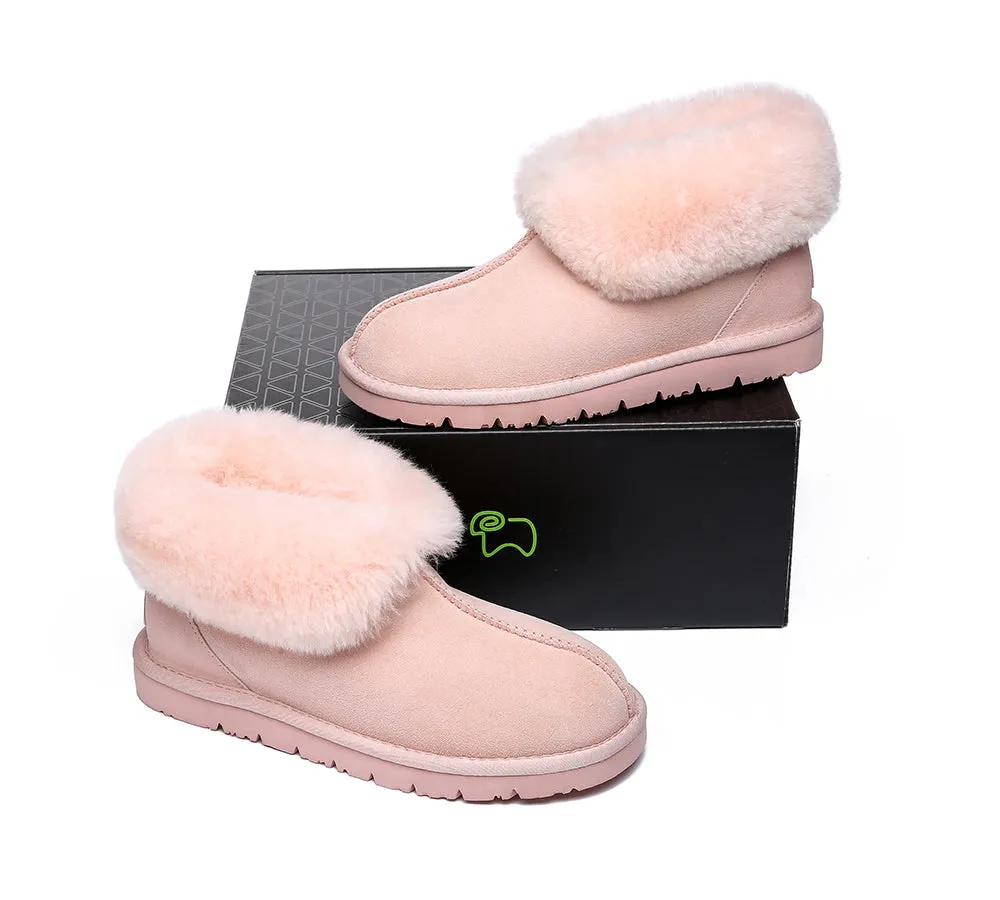 UGG Slippers Sheepskin Wool Collar Ankle Booties Mallow