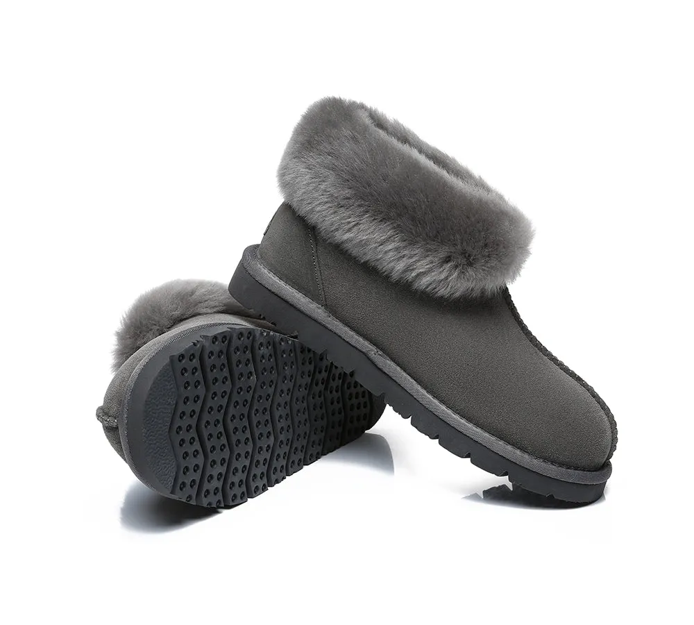 UGG Slippers Sheepskin Wool Collar Ankle Booties Mallow