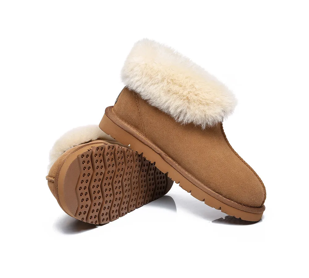 UGG Slippers Sheepskin Wool Collar Ankle Booties Mallow