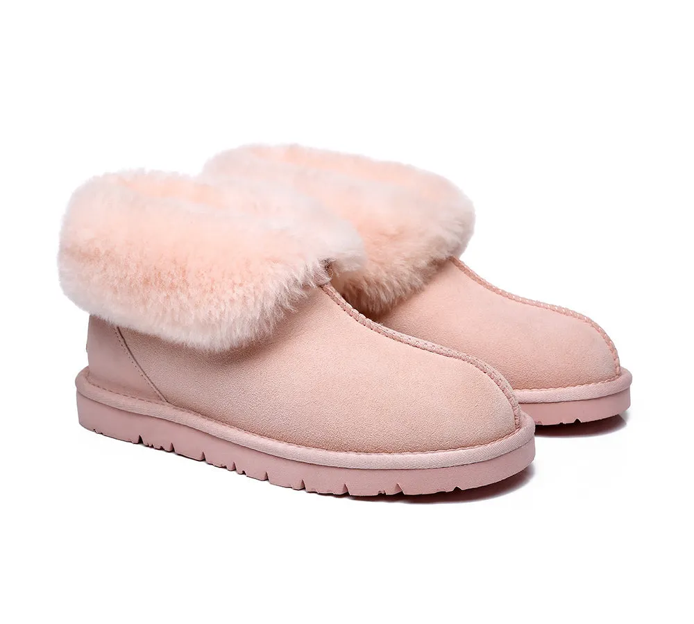 UGG Slippers Sheepskin Wool Collar Ankle Booties Mallow