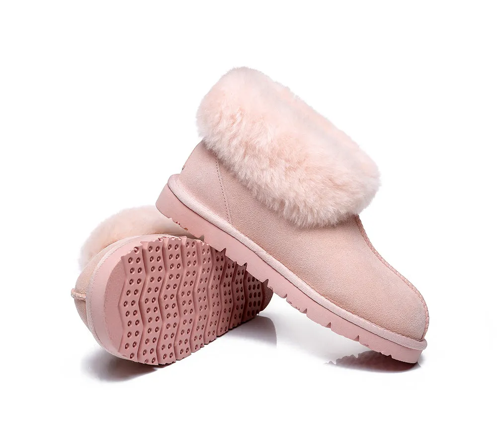 UGG Slippers Sheepskin Wool Collar Ankle Booties Mallow