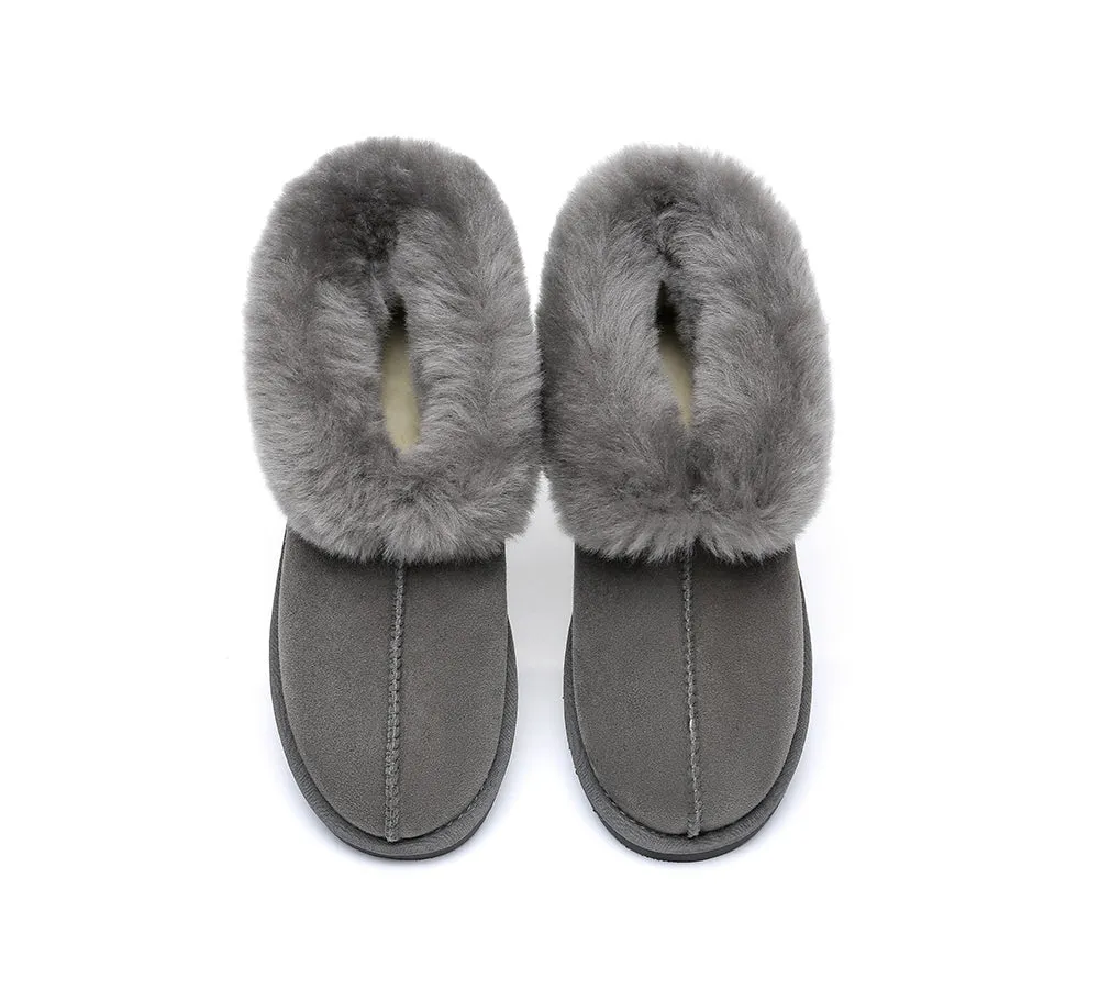 UGG Slippers Sheepskin Wool Collar Ankle Booties Mallow