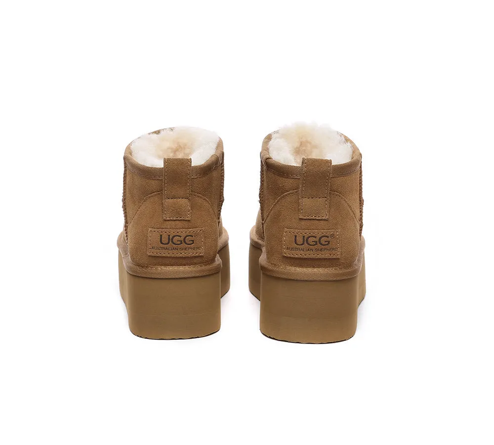 UGG Ultra Platform Mini Boots Sheepskin Wool Ankle Boots Saylor