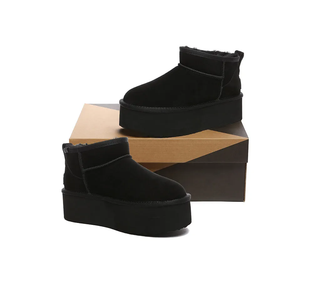 UGG Ultra Platform Mini Boots Sheepskin Wool Ankle Boots Saylor