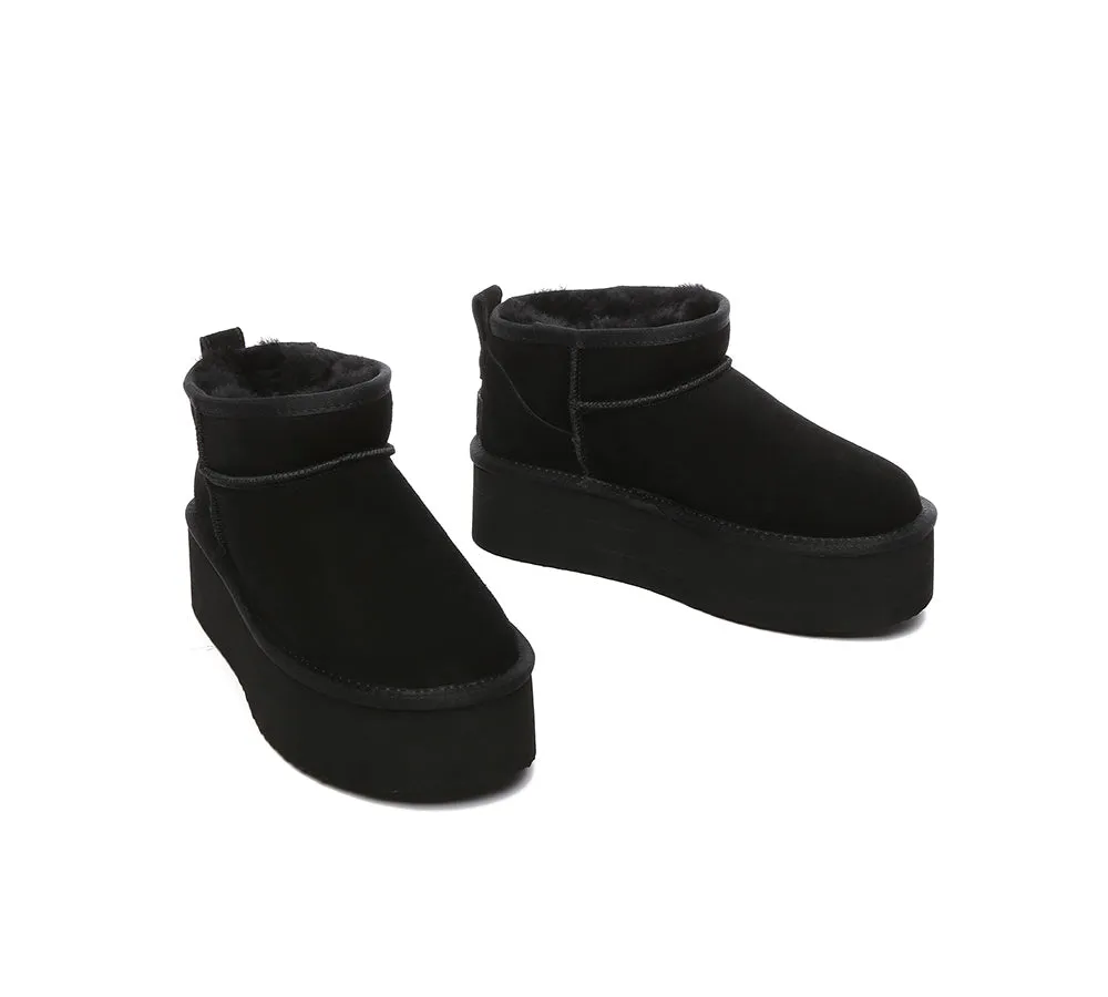 UGG Ultra Platform Mini Boots Sheepskin Wool Ankle Boots Saylor