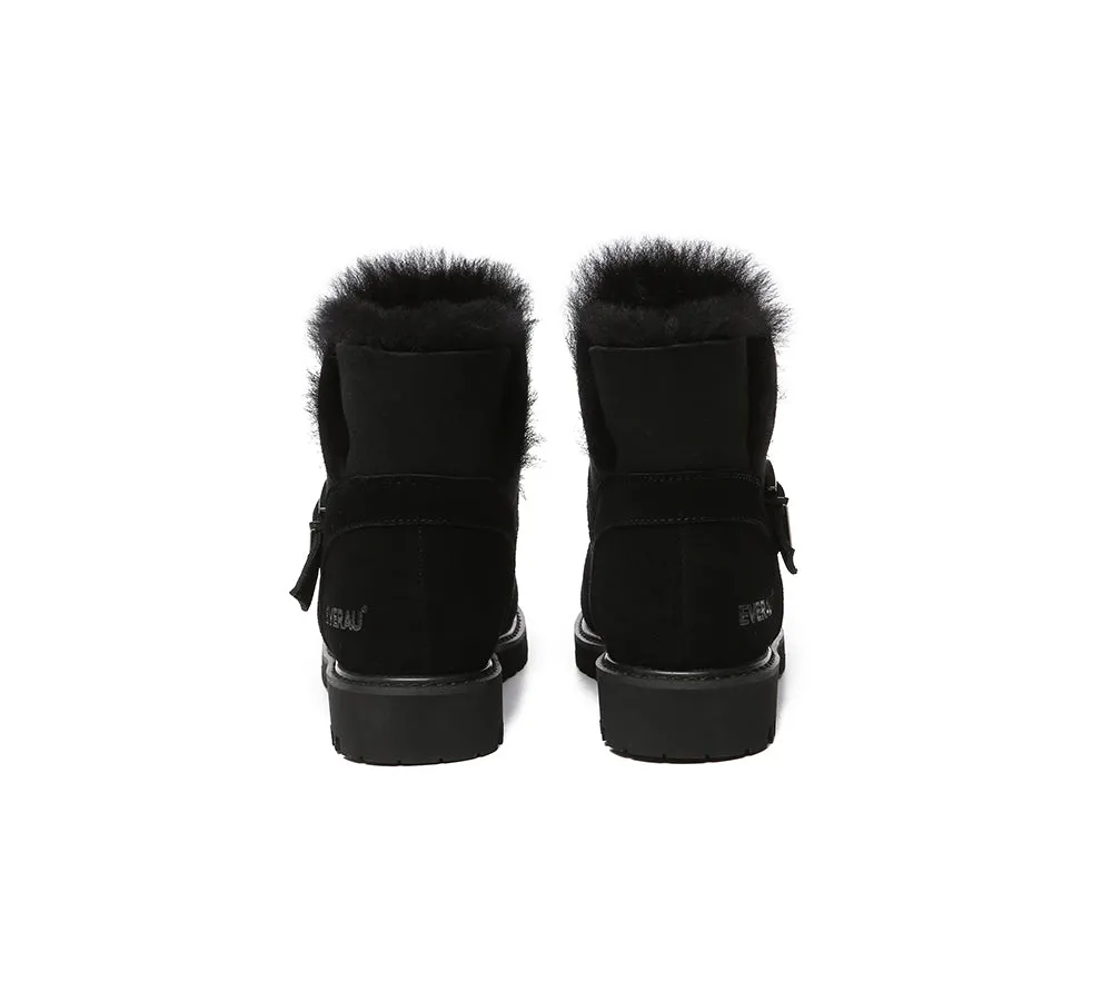 UGG Women Sheepskin Wool Buckle Decor Ankle Boots Polarwalk