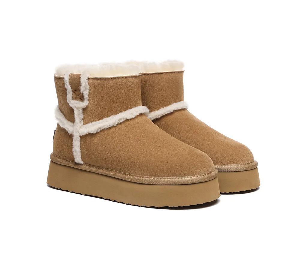 UGG Women Sheepskin Wool Shearling Lined Ankle Boots Schunck Platform