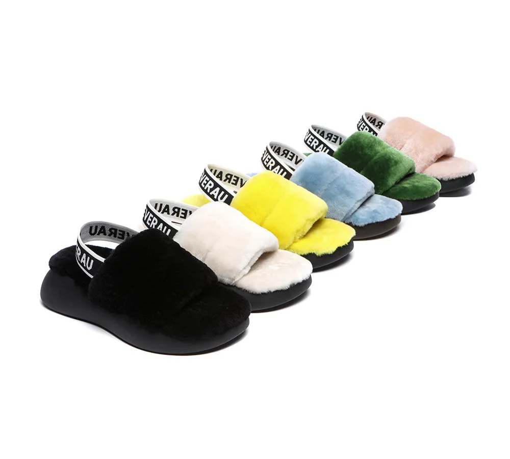 UGG Women Slides Sheepskin Wool Slingback Fluffy Sandals Miss Ever