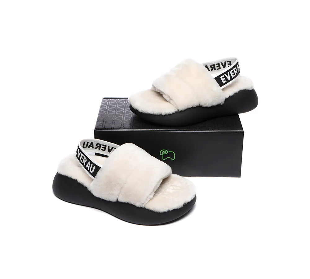 UGG Women Slides Sheepskin Wool Slingback Fluffy Sandals Miss Ever