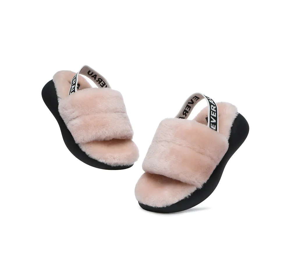 UGG Women Slides Sheepskin Wool Slingback Fluffy Sandals Miss Ever