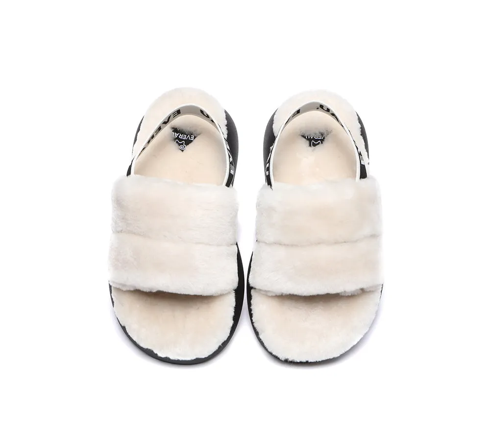 UGG Women Slides Sheepskin Wool Slingback Fluffy Sandals Miss Ever