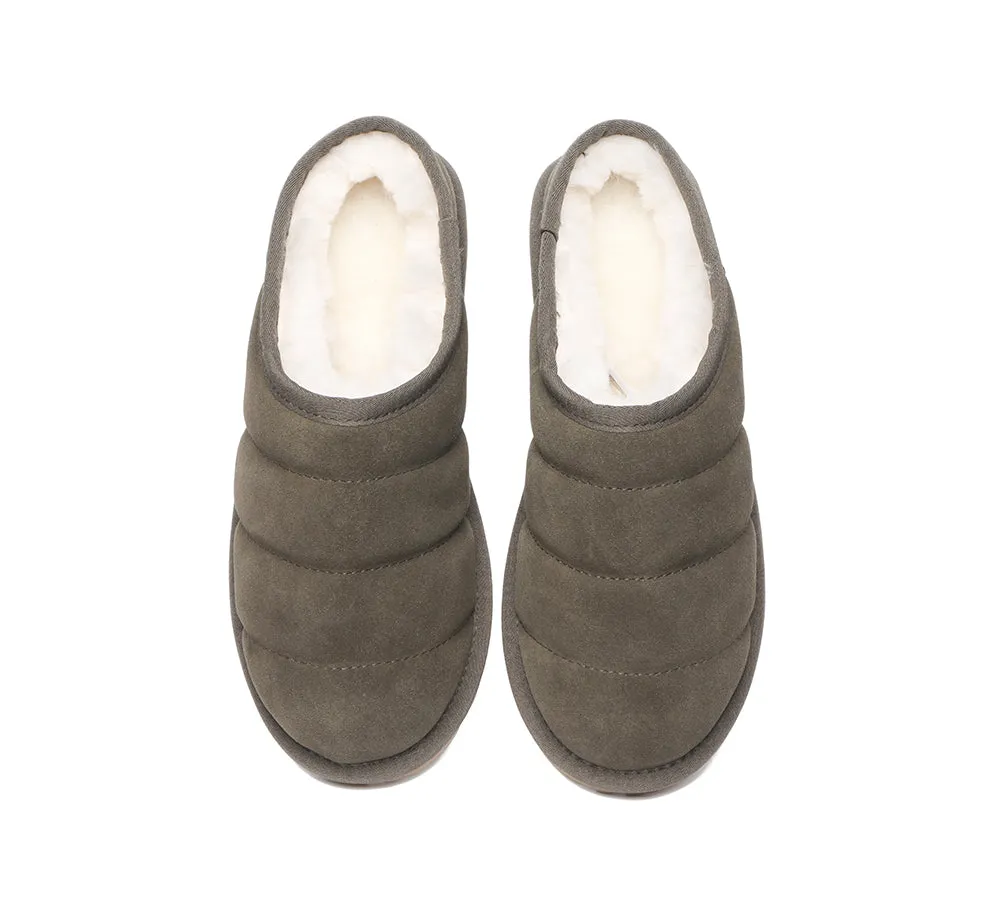 Ultra Puffer Style Women Sheepskin Wool Slippers