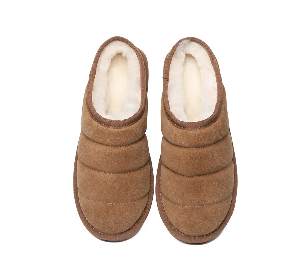 Ultra Puffer Style Women Sheepskin Wool Slippers