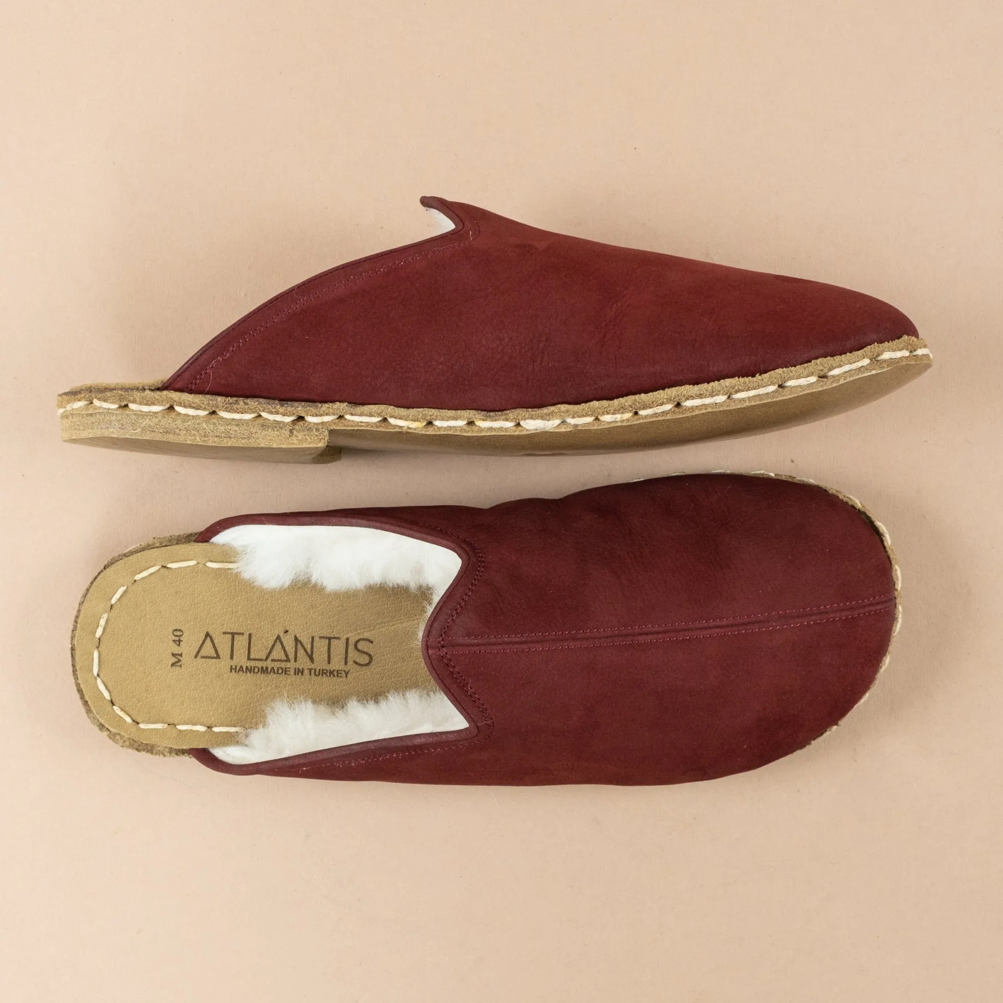 Women's Burgundy Barefoot Shearlings