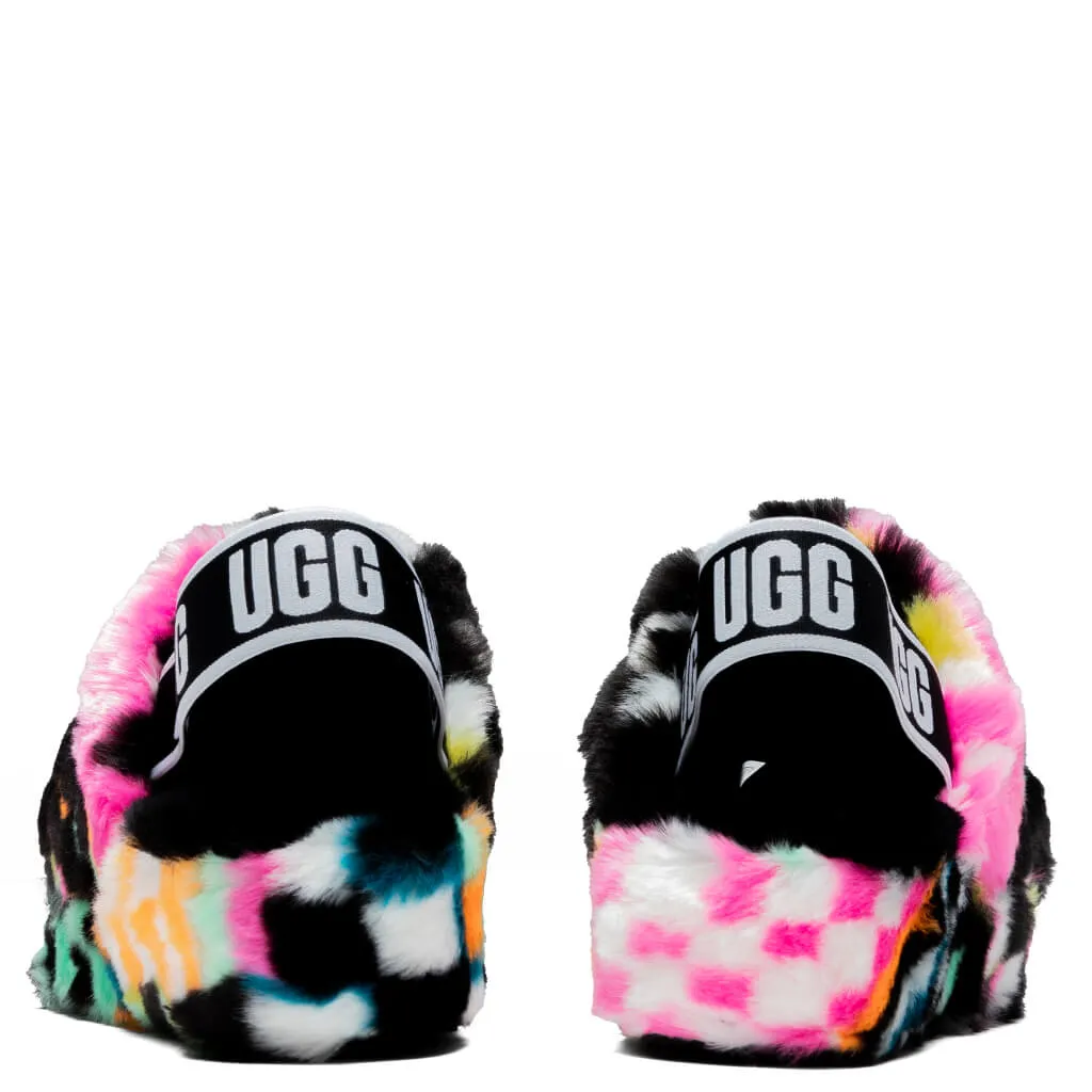 Women's Fluff Yeah Checks Slide - Black/Multi