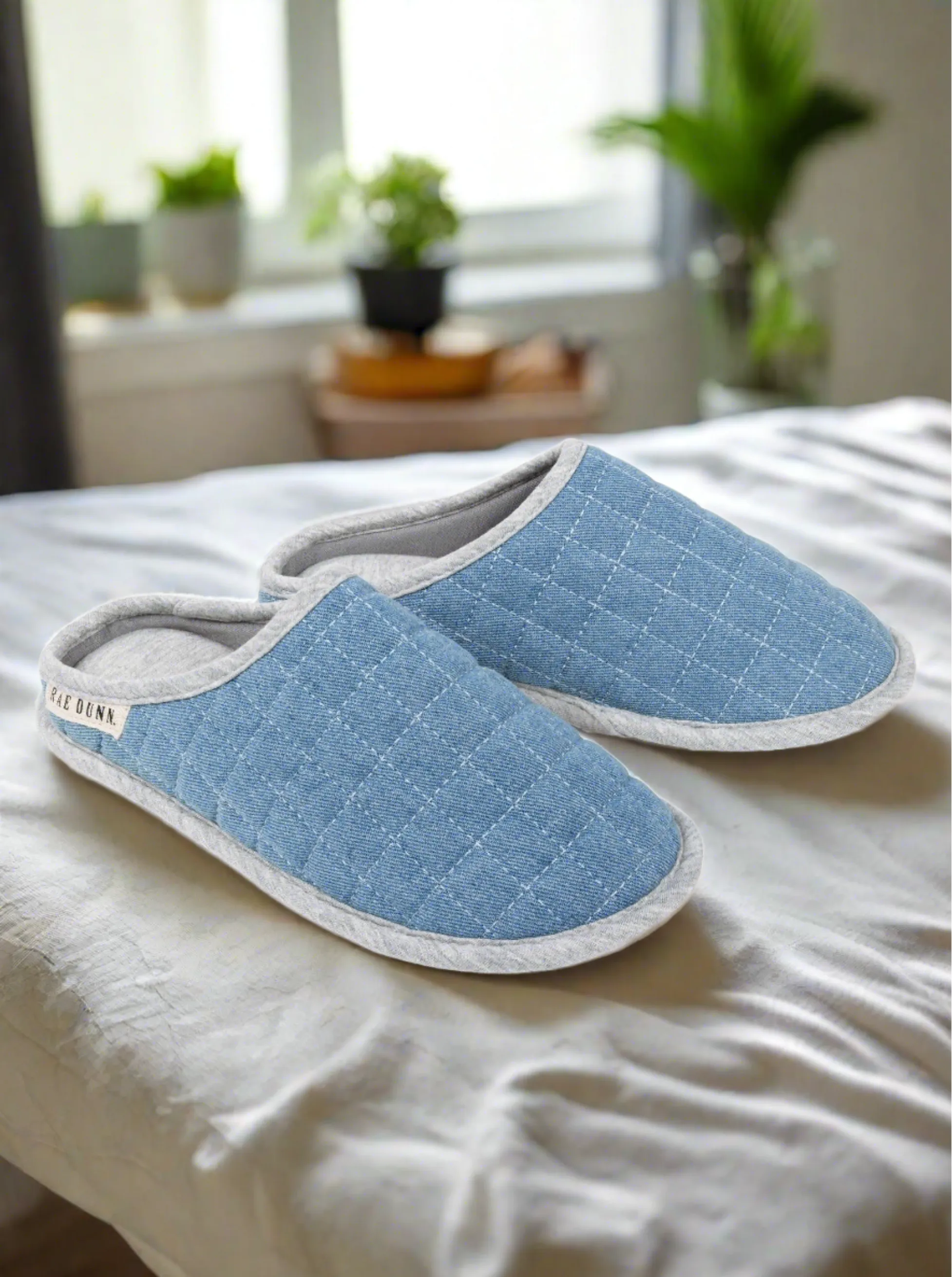 Women's Quilted Denim Slippers